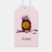 Chouette, Oiseau, Fille Fête Étiquettes Cadeau Per (Dos)