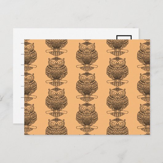 Chouette (orange motif) - Carte postale (Devant / Derrière)