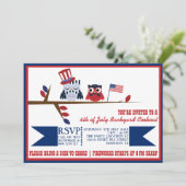 Chouette patriotique mignonne 4 juillet Invitation (Debout devant)