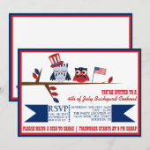 Chouette patriotique mignonne 4 juillet Invitation (Devant / Derrière)