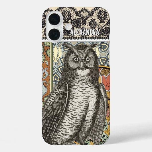 Chouette personnalisée Damask iPhone 7 coque (Verso)