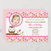 Chouette photo Invitations de fête d'anniversaire (Devant / Derrière)