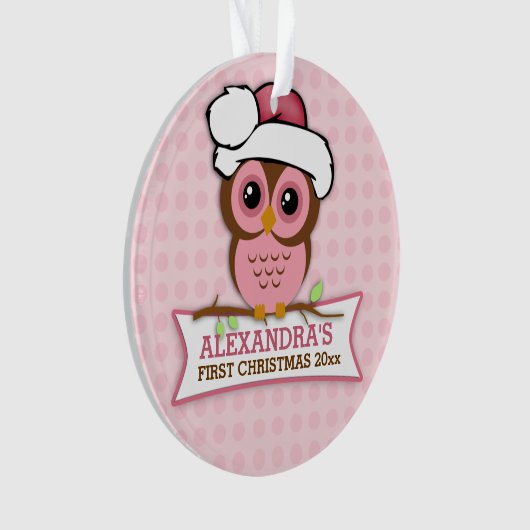 Chouette rose 1er Noël du bébé (devant)