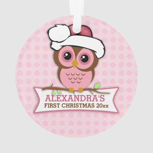 Chouette rose 1er Noël du bébé (dos)