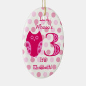 Chouette rose 3e anniversaire ornement photo (Droite)