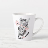 Chouette rose à cornes Latte Mug (Droite)