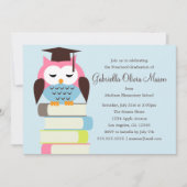 Chouette rose/bleu mignonne | Invitation de la fêt (Devant)