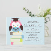 Chouette rose/bleu mignonne | Invitation de la fêt (Debout devant)