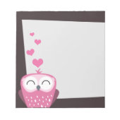 Chouette rose et Coeurs d'amour Bloc-notes (Devant)