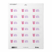Chouette rose étiquette de adresse (Feuille entière)