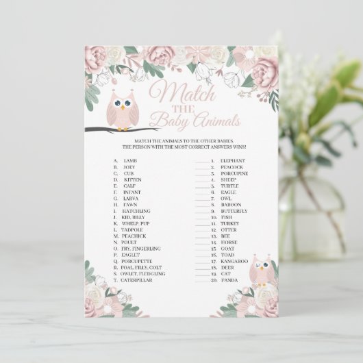 Chouette Rose Floral Correspondance La Carte De Je (Debout devant)