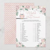 Chouette Rose Floral Correspondance La Carte De Je (Devant / Derrière)