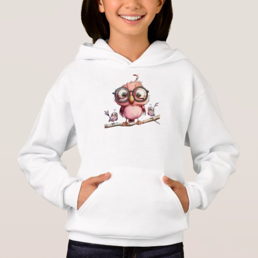 Chouette Rose Mignonne & Amis Oiseaux (Devant)