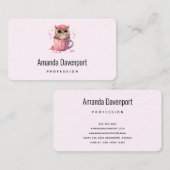 Chouette rose mignonne dans un Carte de visite de  (Devant / Derrière)