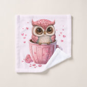 Chouette rose mignonne en coupe (Gant de toilette)