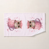 Chouette rose mignonne en coupe (Serviette à main)