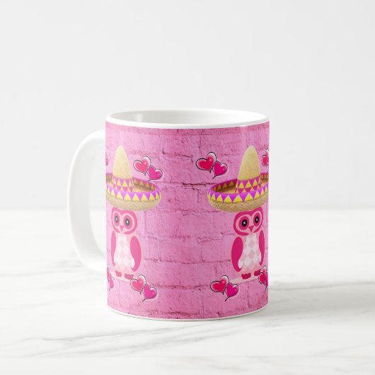 Chouette rose Mug (Devant gauche)