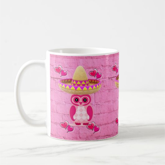 Chouette rose Mug (Gauche)