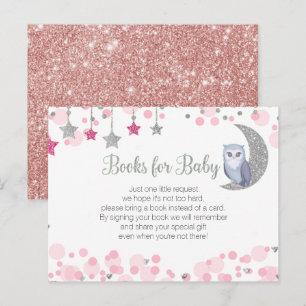 Chouette sur la lune Baby shower rose Livres Carte