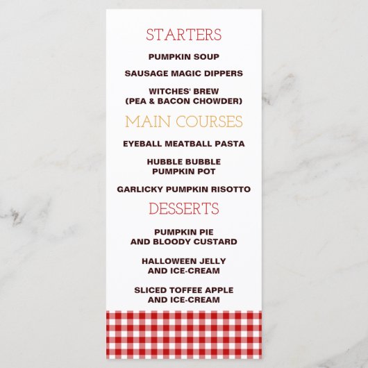 Chouette sur le menu Citrouille En vichy Motif (Dos)