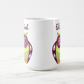 Chouette Tawny colorée Nom personnalisé Mug (Centre)