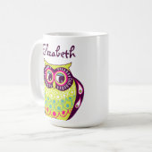 Chouette Tawny colorée Nom personnalisé Mug (Devant gauche)