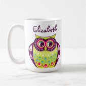 Chouette Tawny colorée Nom personnalisé Mug (Gauche)