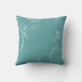 Chouette Turquoise Florale Mignonne Oreiller (Verso)