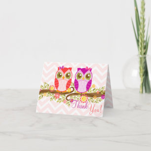 Chouette Twin Girls - Carte de remerciements sur m