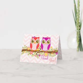 Chouette Twin Girls - Carte de remerciements sur m