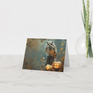 Chouette Vintage et Citrouilles Automne Halloween