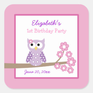 Chouette violette Carré Favoriser les autocollants