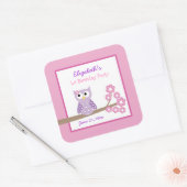 Chouette violette Carré Favoriser les autocollants (Enveloppe)