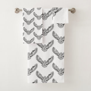 Chouette volante tribale noire et blanche