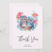 Chouettes amoureuses assis sur un Merci à branches (Devant / Derrière)