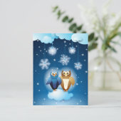 Chouettes amoureuses, carte postale (Debout devant)