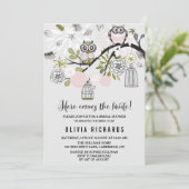 Chouettes blanches roses Invitation à la douche nu (Debout devant)