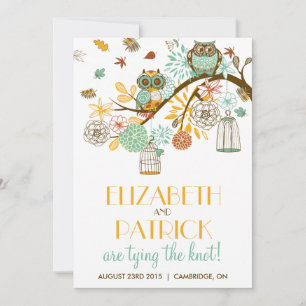 Chouettes colorées Automne / Invitation Mariage de