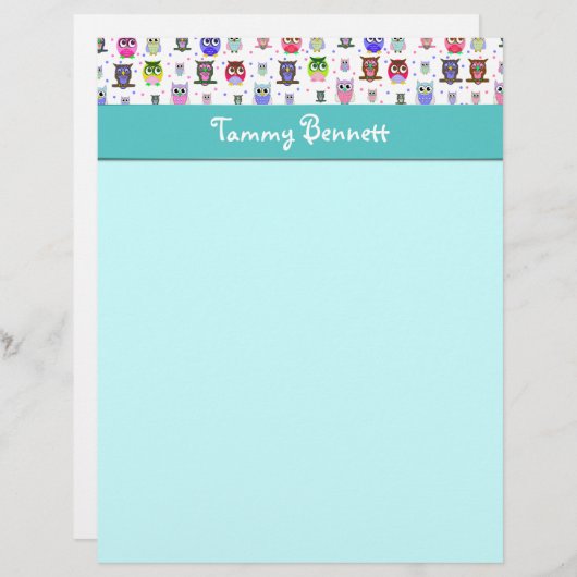 Chouettes colorées Papeterie (Devant / Derrière)