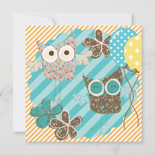 Chouettes Customisées Invitation d'anniversaire (Devant)
