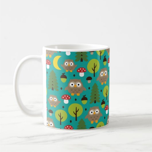 Chouettes Dans La Mug De Café De La Forêt (Gauche)