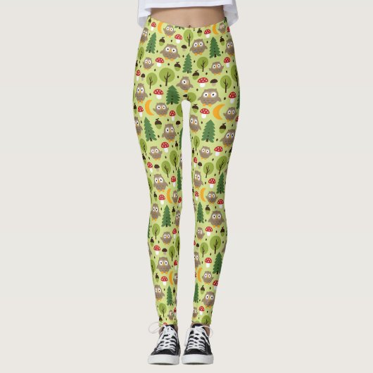 Chouettes Dans Les Leggings De La Forêt (Devant)