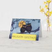 Chouettes dans un arbre - Carte Halloween (Fleur jaune)