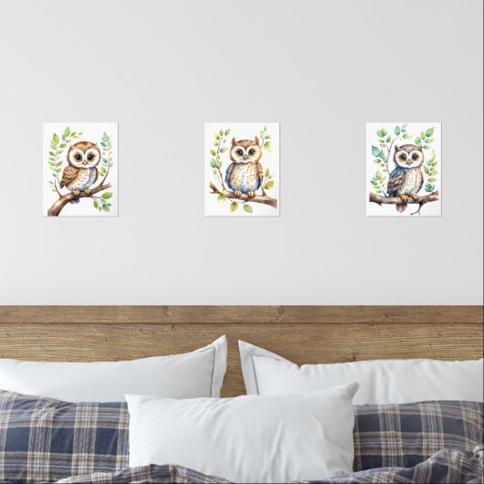 Chouettes d'art mural, Cadeau Neutre Genre Bébé (Chambre à coucher)