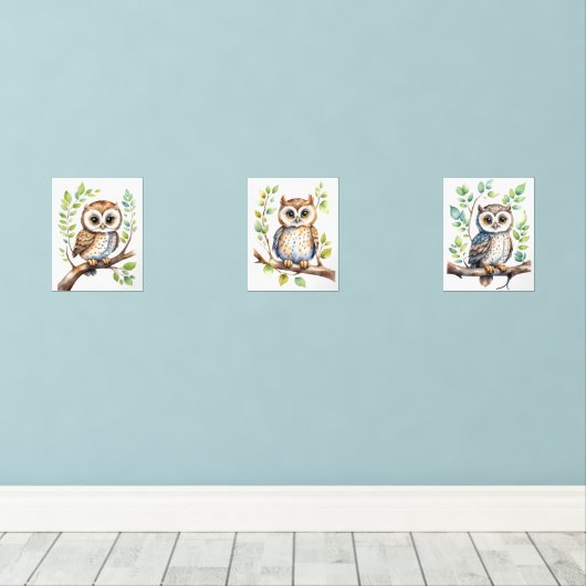 Chouettes d'art mural, Cadeau Neutre Genre Bébé (Parquet)