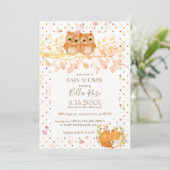 Chouettes d'automne Bébé Douche Invitations (Debout devant)