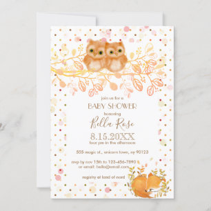 Chouettes d'automne Bébé Douche Invitations