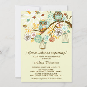 Chouettes d'automne lunaires Invitation Baby showe
