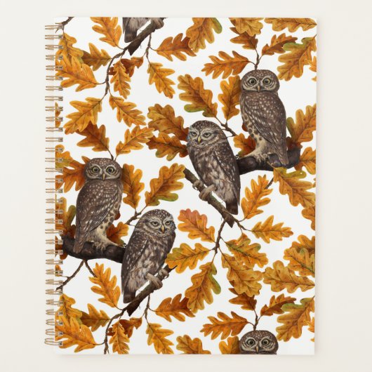Chouettes d'automne sur coton blanc (Devant)