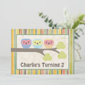 Chouettes de caricatures mignonnes Invitation rétr (Debout devant)